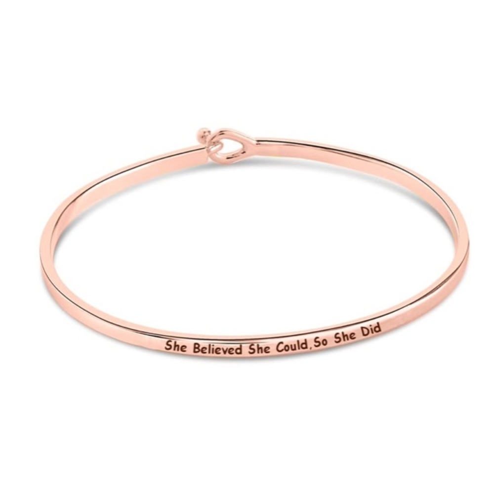 14K Rose Gold Plated Mantra Bangle Bracelet New Gift